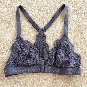 VS Navy Lace Glitter Racerback Bralette
